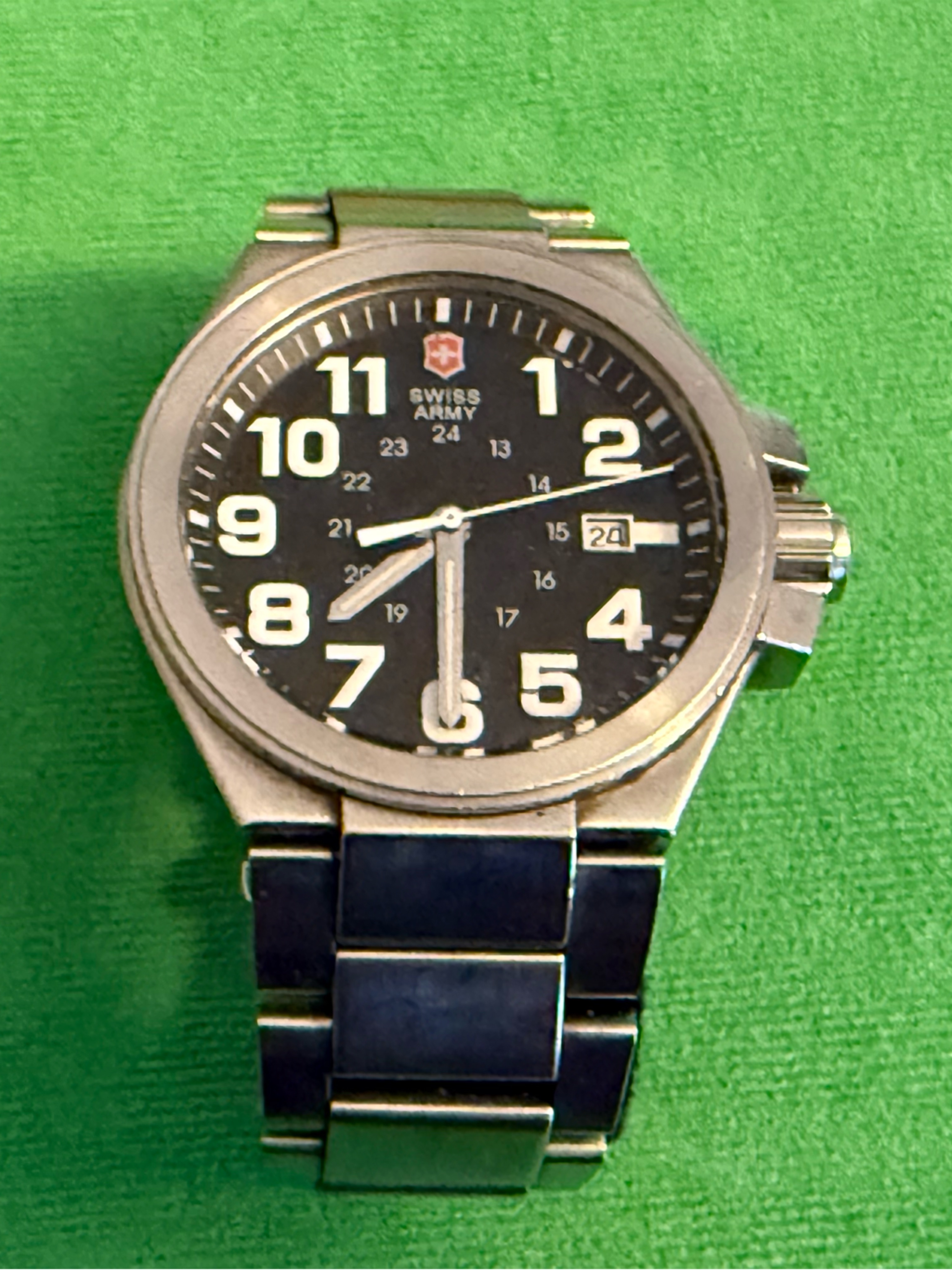 Swiss Army Mens Stainless Steel Wristwatch With Black Dial